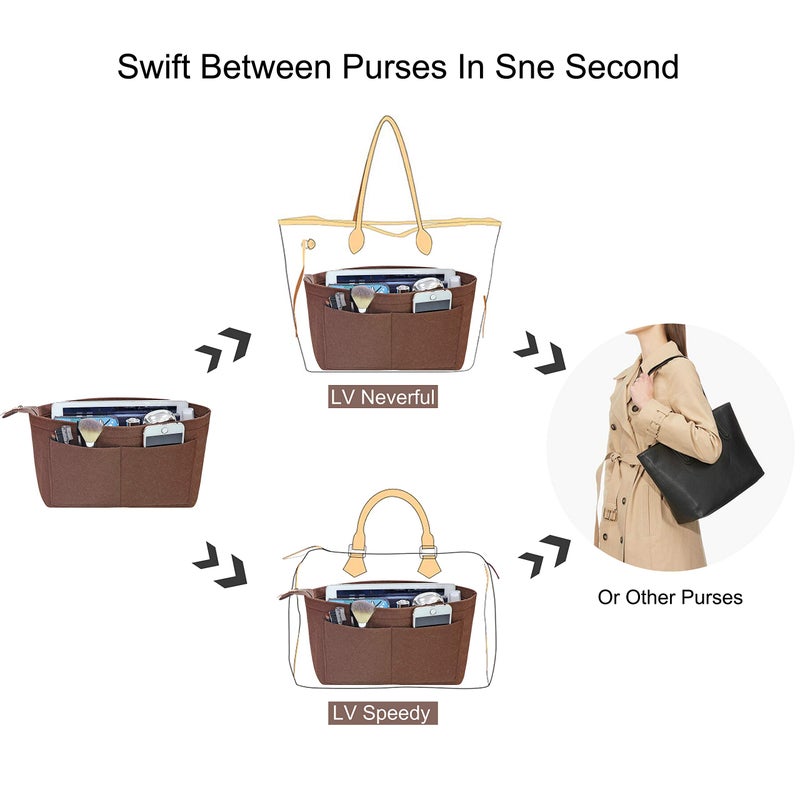 Soyizom Purse Organizer Insert Felt Purse Insert Bag Organizers Multi Pockets Tote Bag in Bag for Women,Red-XL - Image 5